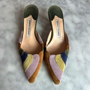 Manolo Blahnik Suede Mule Heels Size 38